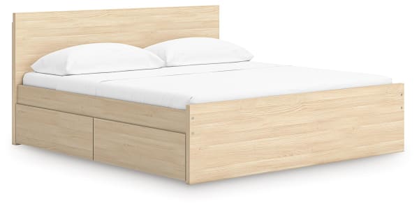 Onita - King Panel Platform Bed With 2 Side Storage - Natural