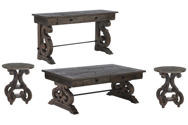 Bellamy - Rectangular Cocktail Table With 2 Accent End Tables And Rectangular Sofa Table - Peppercorn