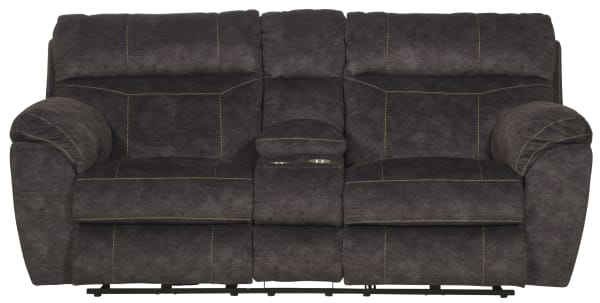 Sedona - Power Lay Flat Reclining Console Loveseat With Power Adjustable Headrest - Smoke