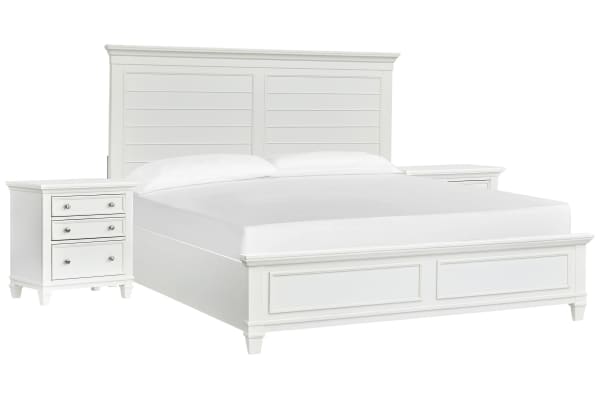 Charleston - California King Panel Bed With 2 Nightstands - White Dove
