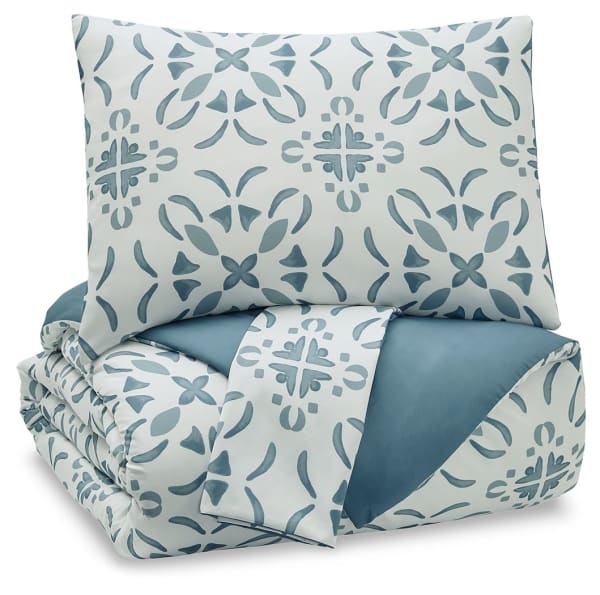 Adason - Blue / White - King Comforter Set