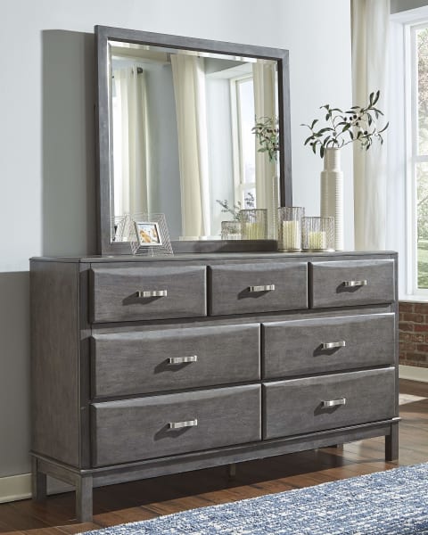 Caitbrook - Gray - Dresser, Mirror