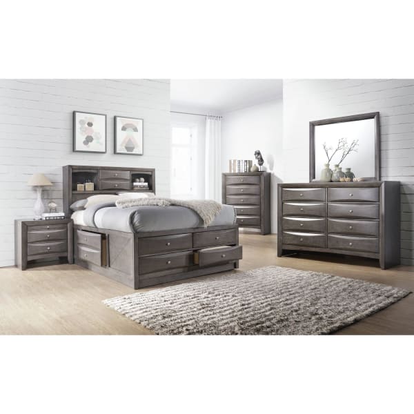 Emily - Full Storage 6 Piece Bedroom Set - Weathered Grey