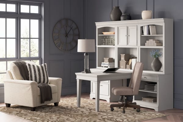 Kanwyn - Whitewash - Partners Desk With 2 Bookcases