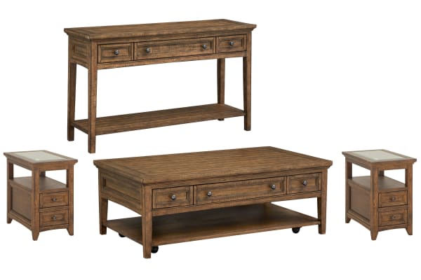 Bay Creek - Rectangular Cocktail Table With 2 Chairside End Tables And Sofa Table - Toasted Nutmeg