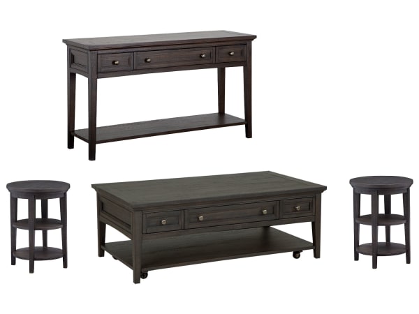 Westley Falls - Rectangular Cocktail Table With 2 Accent End Tables And Sofa Table - Graphite