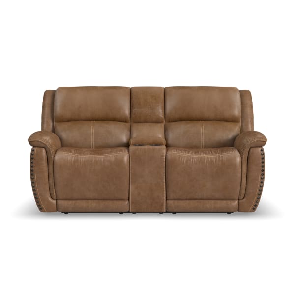 Beau - Power Reclining Loveseat With Console & Power Headrests - Silt