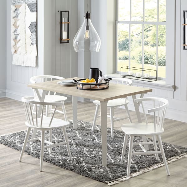 Grannen - White - 5 Pc. - Rectangular Dining Table, 4 Side Chairs