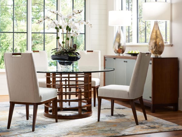 Island Fusion - Meridien Round Dining Table With 60" Glass Top - Dark Brown