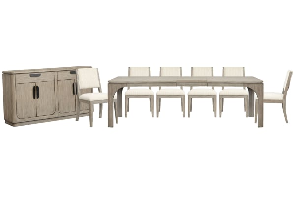 Braelyn - Extendable Rectangular Dining Table With 6 Side Chairs And Server - Dorian Gray / Beige