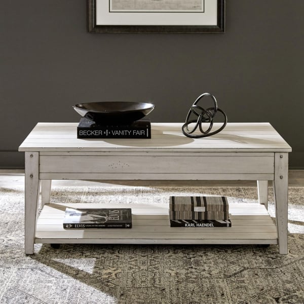 Lake House - Lift Top Cocktail Table - White