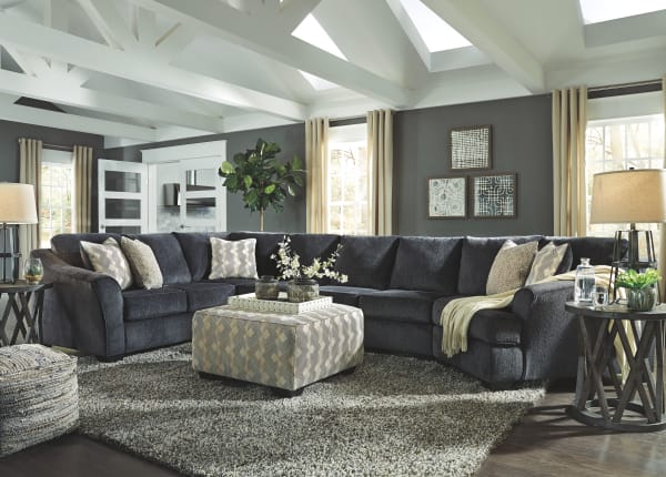 Eltmann - Slate - 5 Pc. - Right Arm Facing Cuddler With Sofa 4 Pc Sectional, Ottoman