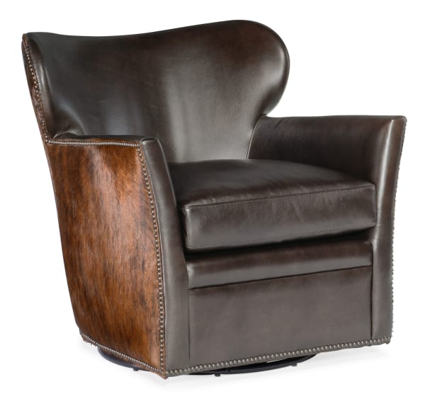 Kato - Leather Swivel Chair With Dark HOH