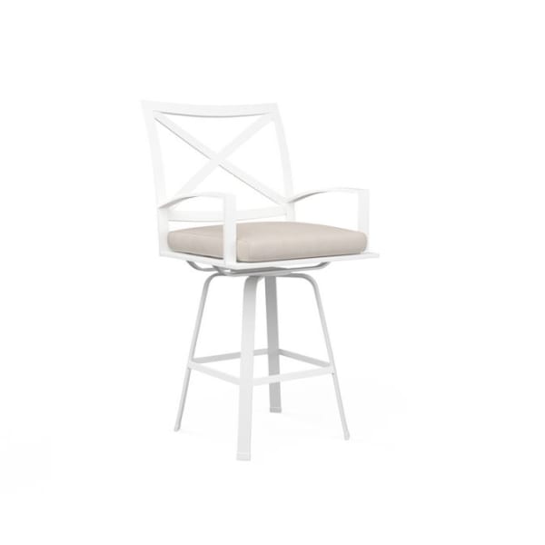 Bristol - Swivel Counter Stool, With Self Welt - Canvas Flax / White
