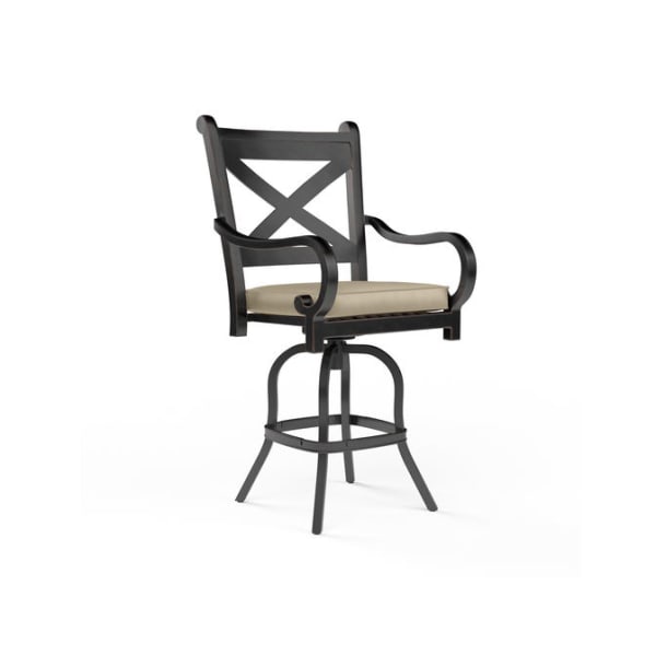 Monterey - Barstool, With Self Welt - Linen Stone / Black