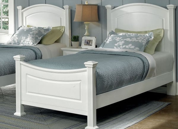 Hamilton/Franklin Panel Bed with Storage Footboard Snow White Twin