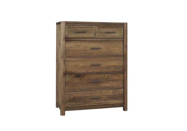 Crafted Oak - Chest With 5 Drawers - Dark Brown