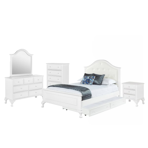 Jesse - Full Panel With Trundle 5 Piece Bedroom Set - White