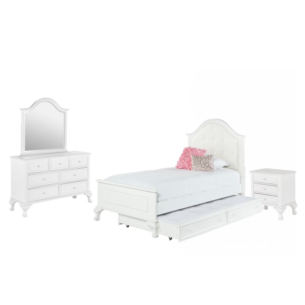 Jesse - Twin Panel With Trundle 4 Piece Bedroom Set - White