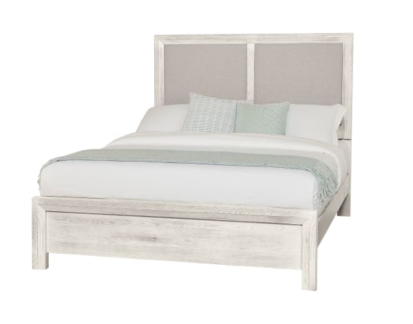 Custom Express - King Upholstered Bed - Pebble Gray / Weathered White