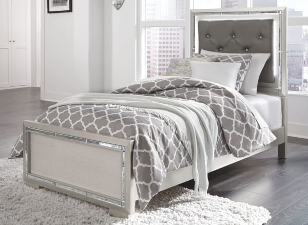 Lonnix - Silver Finish - Twin Panel Bed