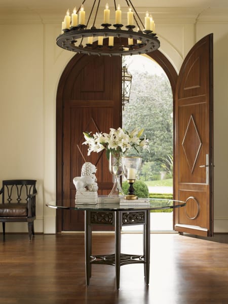 Royal Kahala - Sugar And Lace Dining Table With 54" Glass Top - Dark Brown