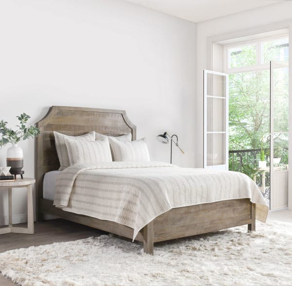 Abram - Cotton Linen 3 Piece Queen Quilt Set - Eggshell