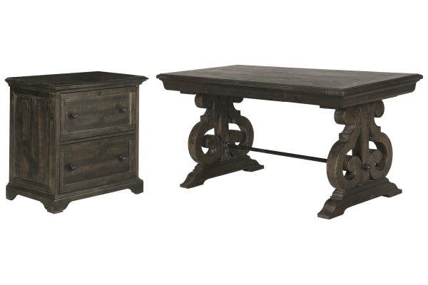 Bellamy - Writing Desk With Lateral File Cabinet - Peppercorn