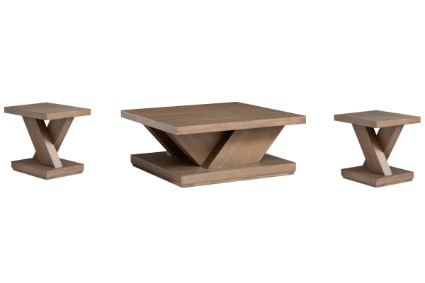 Lansbury - Square Cocktail Table With 2 End Tables - Antique Wheat