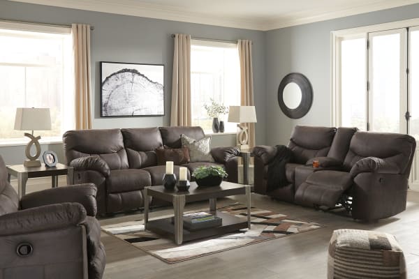 Boxberg - Teak - 3 Pc. - Reclining Sofa, Loveseat, Rocker Recliner
