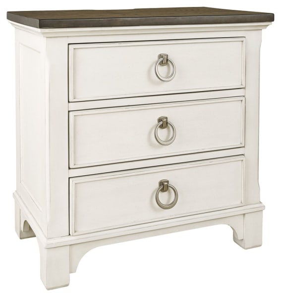 Nashbryn - White/Brown - Three Drawer Night Stand