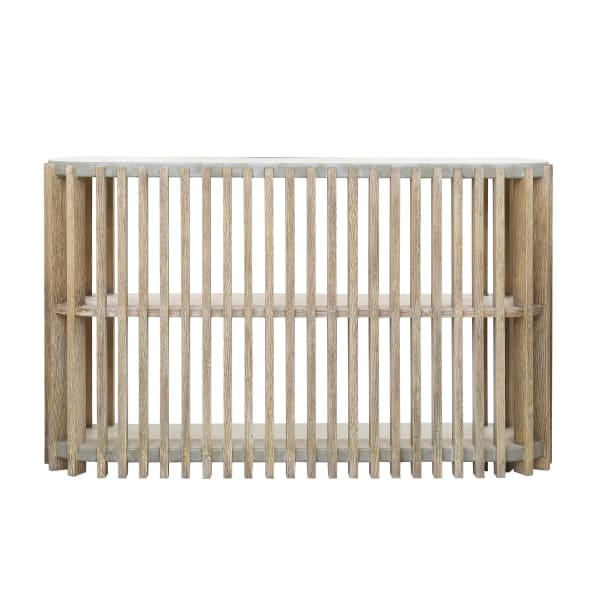 Pulaski Accents - Wood Slat Display Console with Concrete Top - Natural
