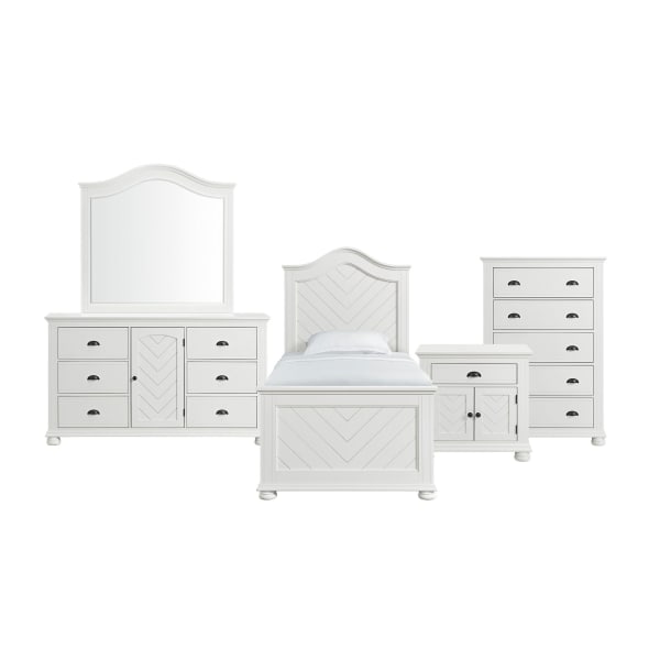 Kona - Twin Panel 5 Piece Bedroom Set - White