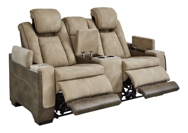 Next-Gen Durapella - Sand - Power Reclining Loveseat With Console/Adj Headrest