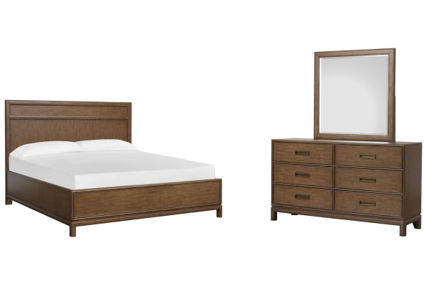 Ridgefield - California King Panel Bed And Double Drawer Dresser With Landscape Mirror - Russet