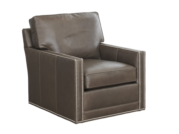 Couture Leather - Brayden Leather Swivel Chair - Dark Brown