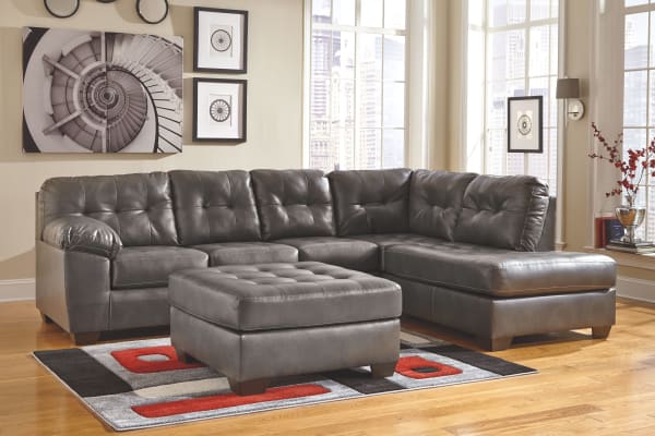 Alliston - Gray - 3 Pc. - Left Arm Facing Sofa, Right Arm Facing Corner Chaise Sectional, Accent Ottoman
