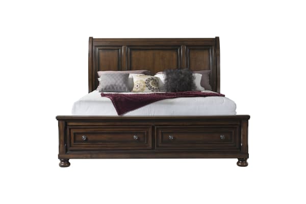 Kingston - King Bed With Storage Footboard And Non-Storage Rails - Walnut
