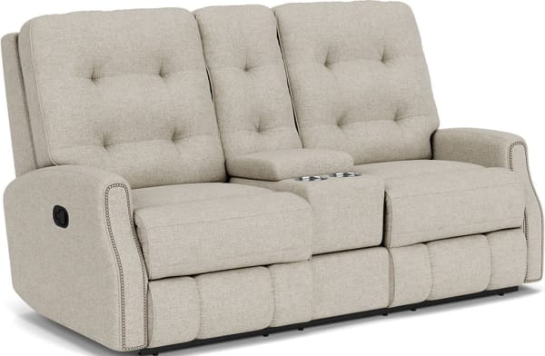 Devon - Reclining Loveseat With Console - Light Gray