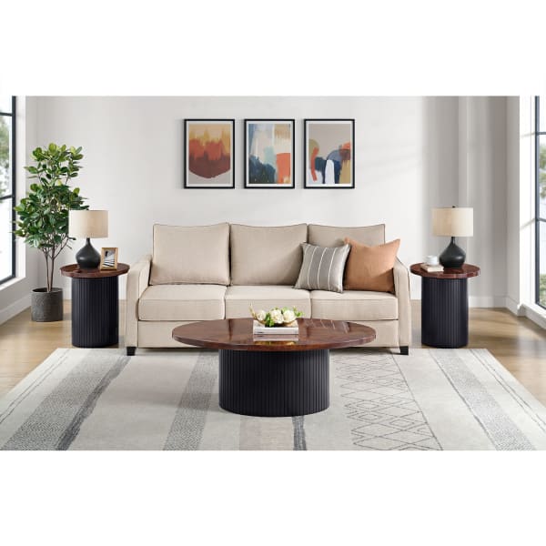 Rosemond - 3 Piece Occasional Table Set (Coffee Table & Two End Table) - Cherry And Black