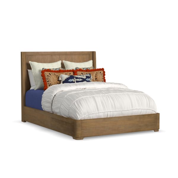 Normandy - Queen Panel Storage Bed - Light Brown