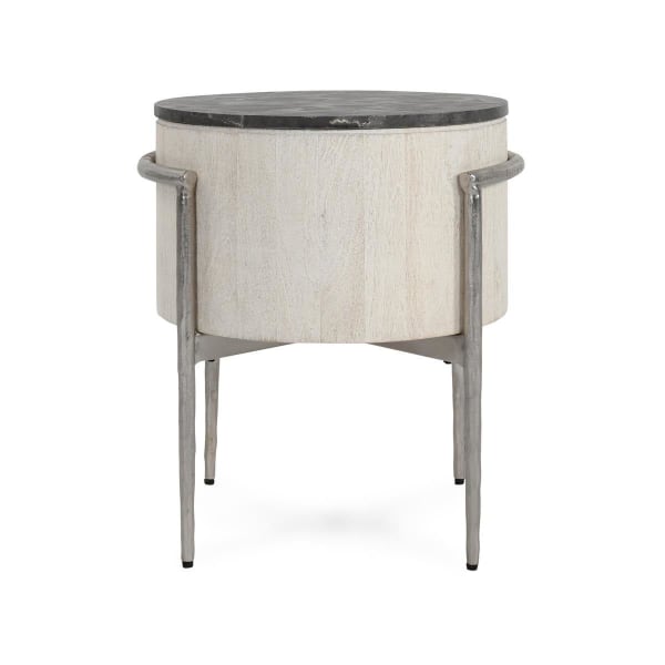 Honor - Solid Wood Round End Table - Gray