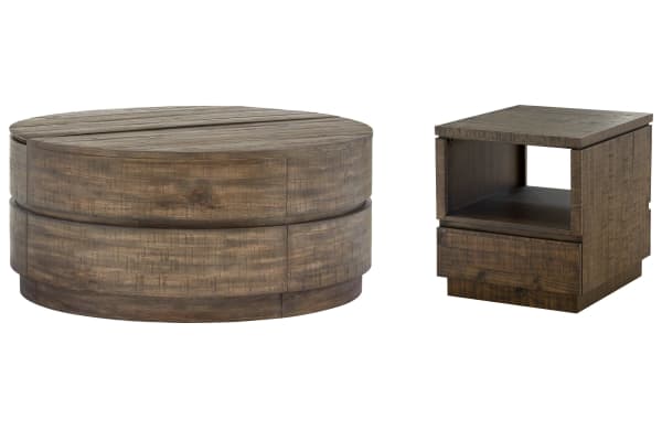 Baisden - Round Lift Top Cocktail Table With End Table - Tobacco