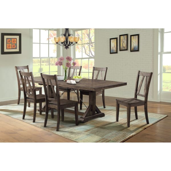 Finn - 7 Piece Dining Set, Table & 6 Wooden Side Chairs - Chocolate