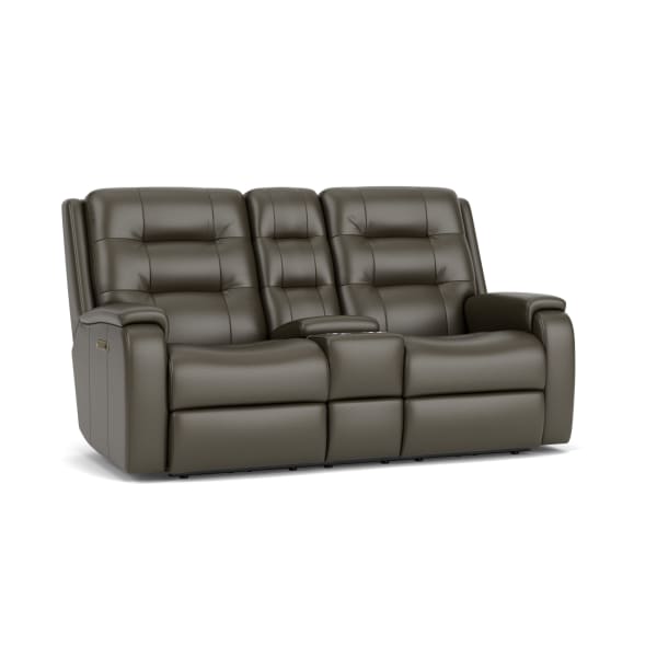 Arlo - Power Reclining Loveseat With Console & Power Headrests & Lumbar - Dark Brown