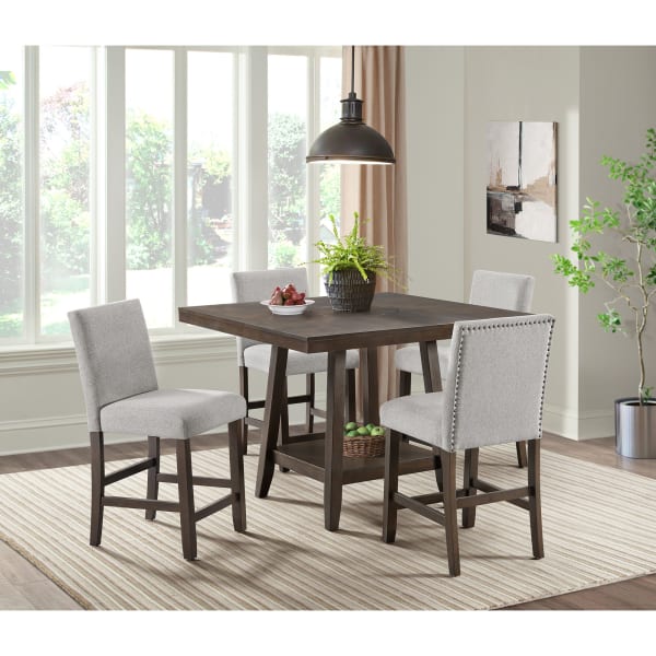 Seneca - 5 Piece Counter Height Dining Set (Table And Four Chairs) - Brown