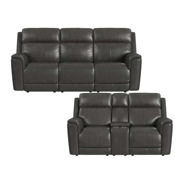 Mustang - 2 Piece Living Room Set (Sofa & Loveseat) - Aline Anthracite