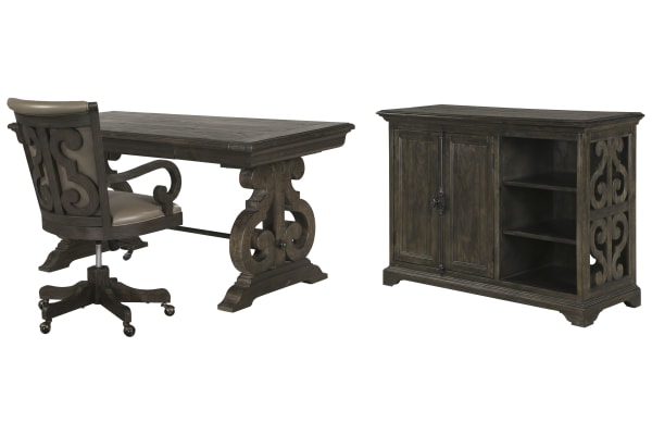 Bellamy - Writing Desk With Chair And Printer Stand - Peppercorn