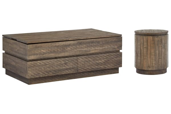 Baisden - Lift Top Storage Cocktail Table With Accent End Table - Tobacco
