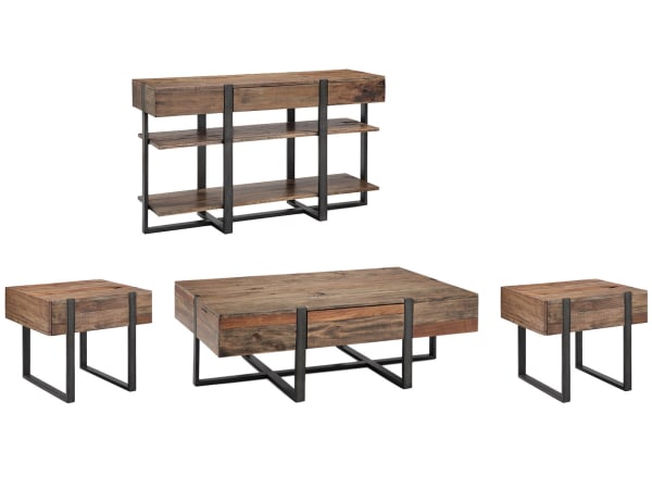 Prescott - Rectangular Cocktail Table With 2 End Tables And Sofa Table - Rustic Honey And Distressed Iron